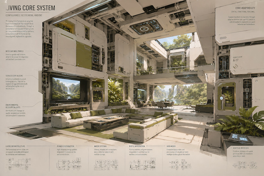 Living Core System — plano técnico residencial